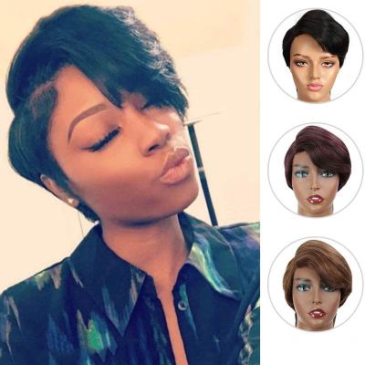 China Joedir Silky Straight Short Wave Wigs Pixie Cut Brazilian Remy Human Hair Wigs For Color Woman Hair Lace Front Wigs for sale