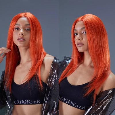 China Pink Silky Straight Blue Orange Blonde Wig Straight Hair 4*4 HD Lace Closure Wig Brazilian Remy Human Hair Lace Front Wigs Color Hair for sale