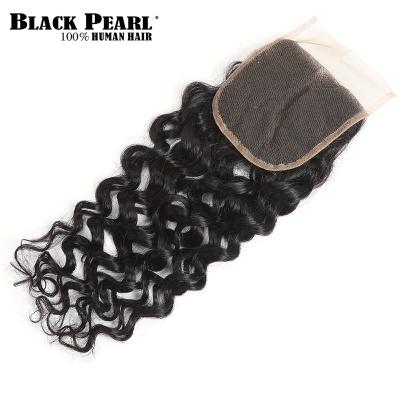 China Swiss Hair Vendors 4x4 Straight Wave Lace Closure And Joedir Brazilian Remy Virgin Hair Vendors 4x4 Water Wave Lace Frontal Cheap Closure And Headband for sale