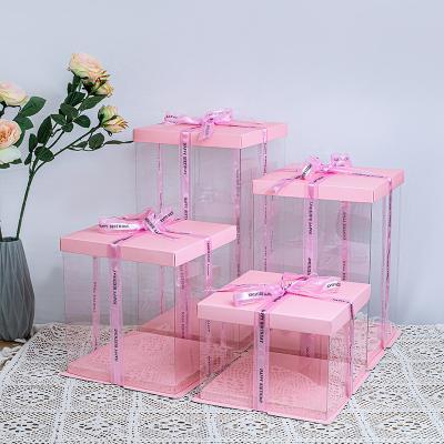 China Customizable Recycled Materials Packaging 4 Inch 6 Inch 8 Inch Valentines Day Wedding Cake Box Plastic Customizable Cake Box Cake Boxes for sale