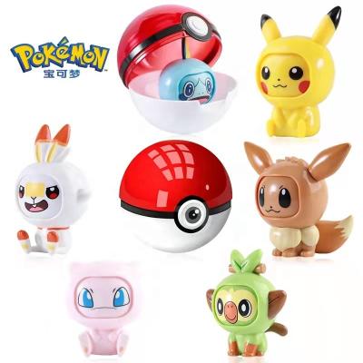 China Toy 12Style 6Pcs/set Cartoon Pokemon Go Ball Figure Face Change Pikachu Toy Model Pocket Monsters Changeable Action Eevee Jenny Turtle Gengar for sale