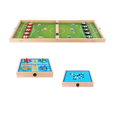 China FN629 Reversi Wooden Flying Chess and Fast Bridle Puck Game Ice Hockey Game Competitive Foldable Ludo Board Game for Kids and Adults for sale