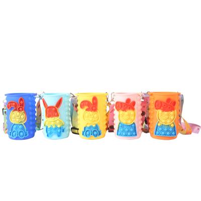 China FN1011 Funny Toy Autism Relaxation Educational Toys Push Bubble Pen Container Silicone Anti-skid and Anti-fall Insulation Cup Sleeve for sale