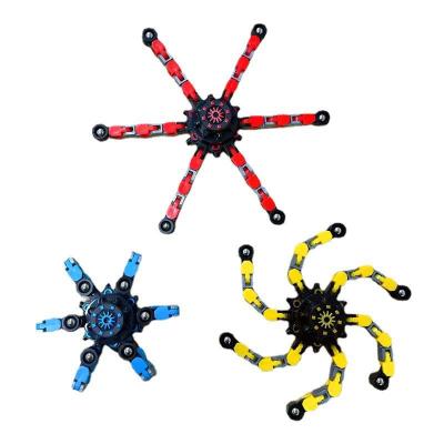 China FN074 new product fingertip effort version gyro border mechanical decompression toy chain deformation robot supporting gyro toy for sale