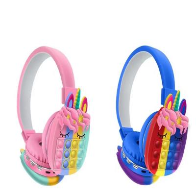 China Wireless Silicone Headphone Earphone Bubble Toy FN1008 BT FM TF Push Cartoon Earphone Stereo Toy AUX. to smile for sale