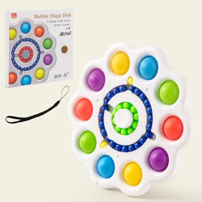 China Relieve Stress FN1145 Silicone 10 Finger Spinner Top Spinner Kids Spin Bubble Hand Held Toy Stress Reliever Fidget Push Spinner for sale