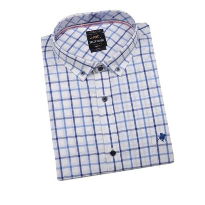 China OEM Anti-pilling Summer Men's Shirts Short Sleeve Plaid Shirt Button Down Collar With Pocket for sale