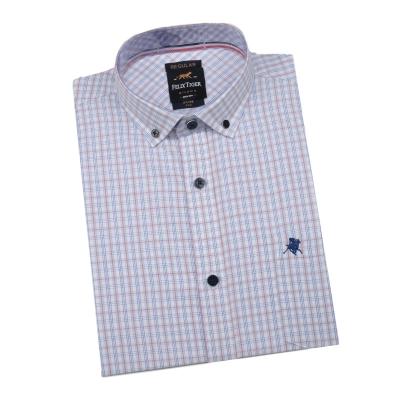 China Hot Selling Men's Plaid Anti-Pilling Casual Men's Check Button Down Collar Short Sleeve Shirt for sale