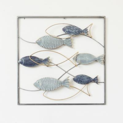 China 100% Handmade Hot Sales 3d Metal Wall Decor Frame Wrought Iron Wall Hanging Decoration Marine Arts for sale