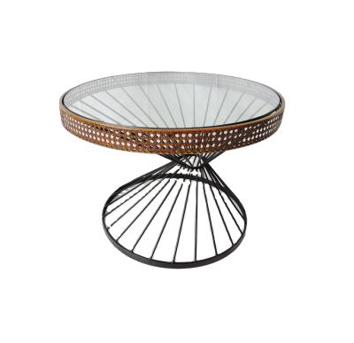 China 100% Smart Home handmade creative simple iron coffee table glass decorations, tea table for sale