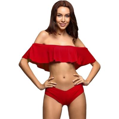 China Custom Women Designer Two Piece Off-the-Shoulder Bandeau Bathing Suit Antibacterial Sexy Beachwear Bikini Set Swimwear for sale