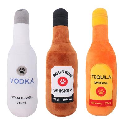 China 2022 New Design Beer Bottle Chew Stocked Toy Plush Dog Activity Toy for sale