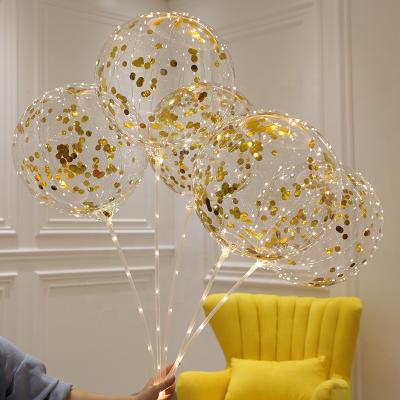 China Colorful Led Clear Round Confetti Balloon Bobo Balloon Set Wholesale Party Decoration Toy Gift/Wedding Decoration for sale