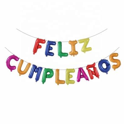 China Toy/decoration gift newcomer feliz cumpleanos balloon banner happy birthday spanish cumpleanos de feliz foil letter balloons set for sale