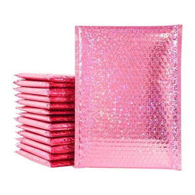 China Water proof and shakeproof stock in running laser aluminized film bubble mailer envelope bag color logo logistics transport bubble bag customizable mail for sale