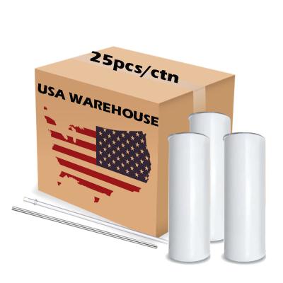 China USA Warehouse 20oz 30oz Sublimation Sublimation Lean Wholesale Blanks Double Wall Stainless Steel Straight Tumbler for sale