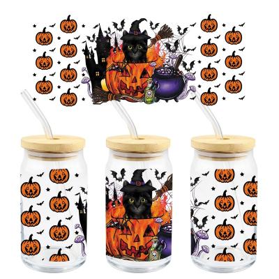 China Halloween Waterproof Custom Vinyl DTF Waterproof UV Mug Wraps Tumbler Wraps Transfers Ready to Ship Transfer Label Logo Stickers Printing for sale