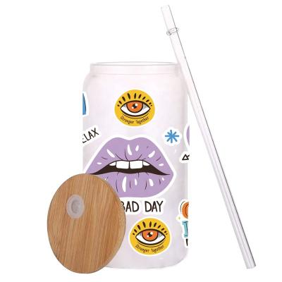 China Waterproof Custom Designs UV DTF Mug Wrap Transfer Film Label Decal Stickers For 16oz 20oz 24oz Mugs Glass Tumblers for sale