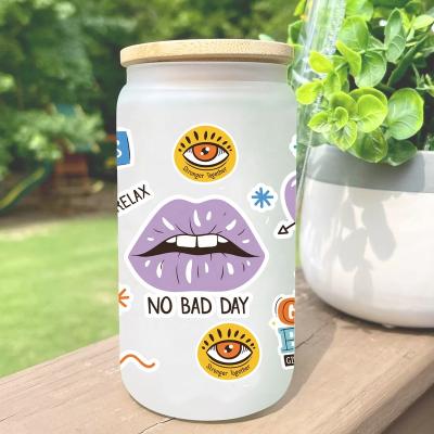 China Waterproof Ready To Transfer DIY Sticker Glass Box Custom UV Tumbler Wrap Transfer For 16oz 20oz 24oz DTF Mug Wraps Label for sale