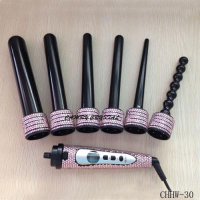 China Pink Crystal 6 in 1 interchangeable curling wands-Hair Styling Tools for sale