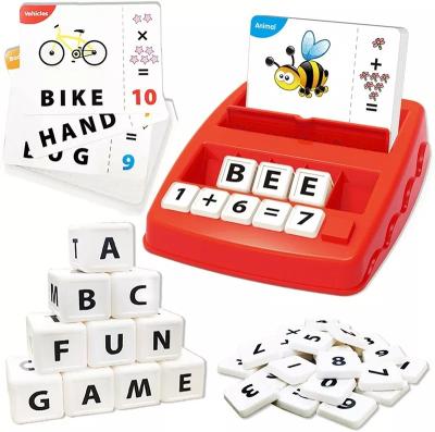 China Educational Kid Toys Hot Selling Amazon 2 in 1 Board Game Preschool Educational Toys English Spelling Card and Math Game for sale