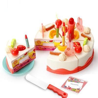 China ABS Children's Birthday Party Fake Pretend Cut Cake Simulation DIY Music Cake Toy with Candles for sale