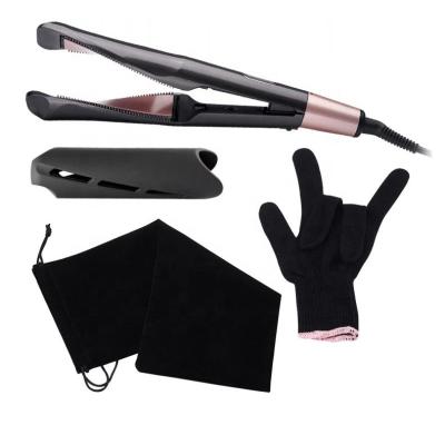 China Negative Ion Generator Straightener and Hair Curler 2 in 1 Flat Iron Hair Straightener Ceramic Electric Curling for sale