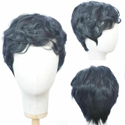 China Pixie Hair Wigs Synthetic Short Straight Pixie Hair Machine Made Pixie Cut Wig Heat Resistant Fiber Hair For Black Women for sale