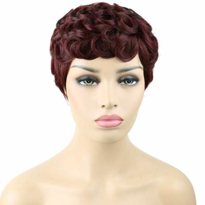 China Pixie Cut Short Curl Super Double Pixie Cut Hair Wigs Heat Resistant Fiber Hair Synthetic Hair Wigs Pulled Hair For Black Women for sale