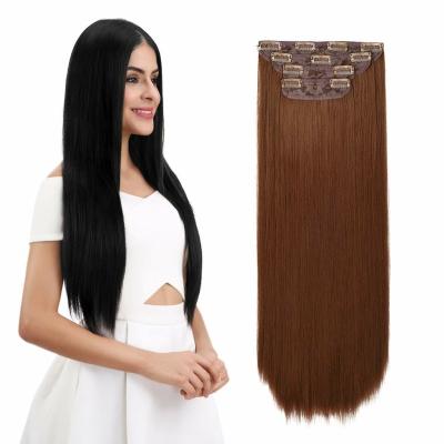 China Clip-in Xianniao Wholesale 24 Inch Long 16 PCS Cheap Clips Heat Resistant Straight Clip In Synthetic Hair Weave Extensions for sale