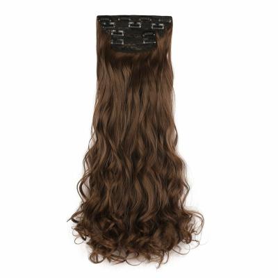 China Clip-in Body Wave Long Soft High Temperature Synthetic Fiber Thick 24 Inch 4 PCS Body Wave Clip In Hair Extensions Wig For Women for sale