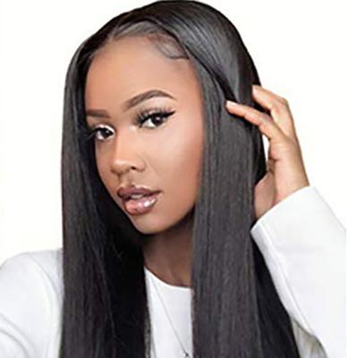 China Wholesale HD 4x4 180% Density Natural Lace Front Long Straight Brazilian Human Hair Full Lace Wig 100% Swiss Virgin Hair Wig for sale