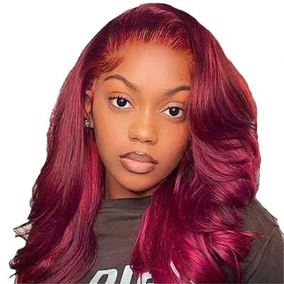 China Wholesale Transparent 100% Swiss Virgin Hair 4x4 Full Lace Human Hair Wigs Body Wave Red Color Red Color Wigs Silky Straight Wave for sale