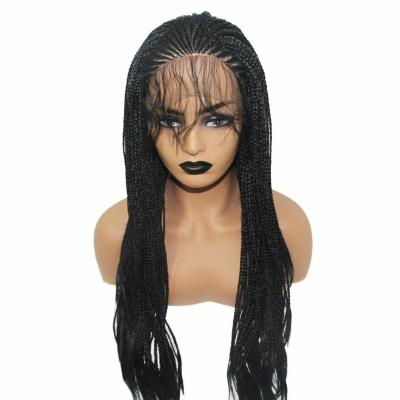 China Long Silky Straight Dreadlock Wig Synthetic Knotless Wave Box Braids13x6 Lace Front Twisted Wig Braided Wigs For Black Women for sale