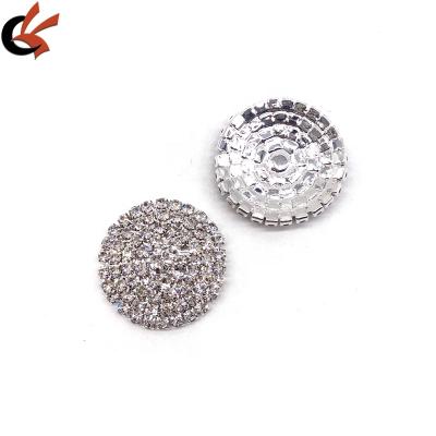 China Fashion 30mm Crystal Round Shape Rhinestone Buttons Sew On Flatback Silver Rhinestone Bottom Appliques for sale