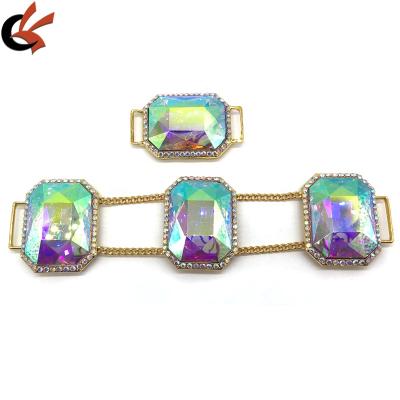 China Big Environmental Luxury Crystal AB Gems Jewelry Bikini Connectors For Pageant Swimsuit for sale