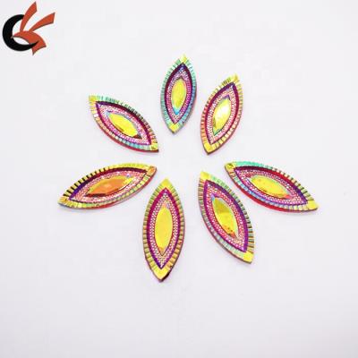 China Big Flatback 20*50mm horse eye ab colors resin stone jewelry for dance wear decoration for sale