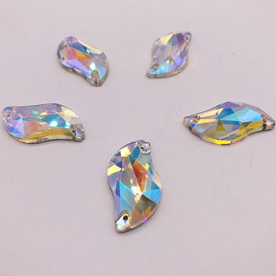 China Hot Selling Flatback Flat Back S Shape 21*28mm Crystal Seam On Glass Stone For Wedding Dress for sale