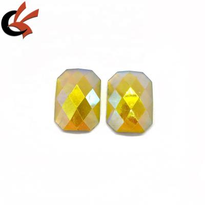 China Flatback Shape Yellow AB Rectangle For Sewing On Resin Rhinestone For Carnival Decoration for sale