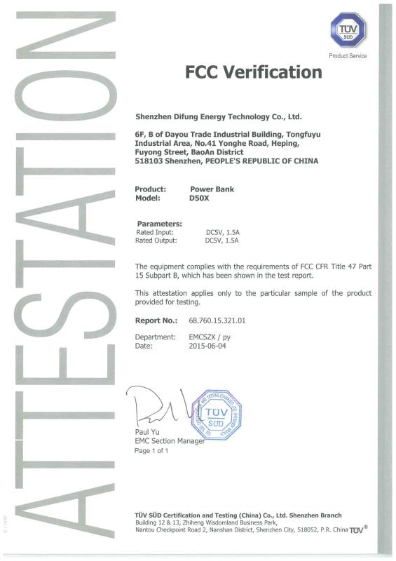 FCC - Shenzhen Difung Energy Technology Co., Ltd.