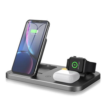 China Wholesale Smart Watch Unique Design Shape Gray Color Custom Lamp 4 In 1 Mat Wireless Phones Charger Standing Station for sale