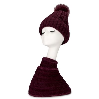 China Winter Lengthen Neck Scarf And Hat Set Warm Knitted Hat For Women BT-1816 for sale