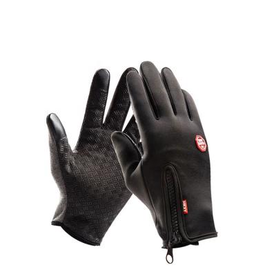 China BT-1765 Finger Wear-resistant Winter Sports Zipper Anti-skid Full Touch Screen Gloves Warm Recycling Gloves for sale