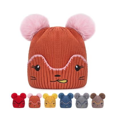 China Cute Cartoon Knitted Hat Winter Baby Cold Warm Wool Beanie Hat For Children for sale