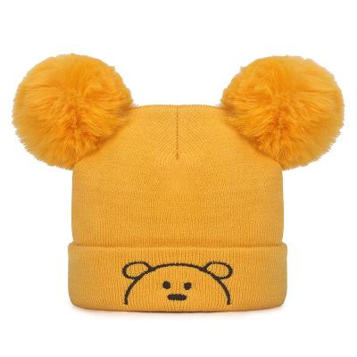 China JOINT Cute Warm Knitted Hat Double Knitted Beanie Hat For Baby for sale