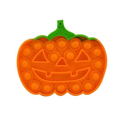 China Playing Halloween Hot Pumpkin Stir Toy New Kids Alphabet Food Level Silicone Push Bubble Noise Sensory Stirring Person Toy for sale