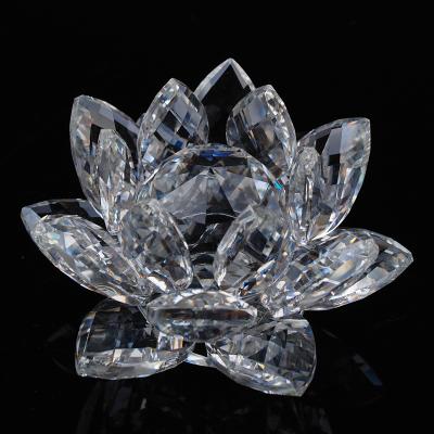 China Factory direct supply colorful pearl jewelry lotus ornaments crystal living room home decoration opens gifts wholesale transparent blue crystal for sale