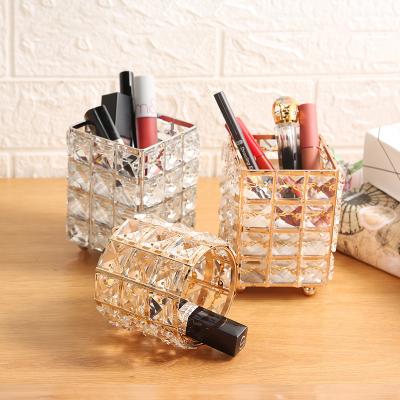 China Colorful Jewelry Beads Shape Makeup Tool Storage Bucket Desktop Nail Art Makeup Brush Storage Ornament European Creative Crystal Pen Holder for sale