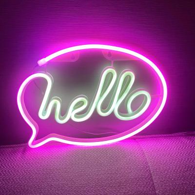 China Hello Frame Neon Lights Wholesale USB Customized Party Hello Beer Home Bar Wall Lights Custom SMD 2835 Neon Sign For Halloween Party Decor bedroom for sale