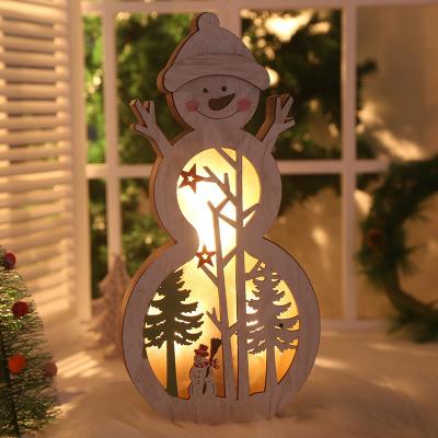 China Christmas Plant Battery Hanging Decorative Light Small Night Light Bedroom Room Decoration Gift Light Nordic Wooden Prop Light for sale